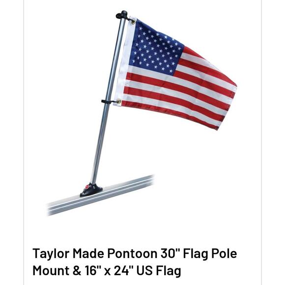 Taylor Made Flag Pole kit. 30inch pole w/ 16x24 flag for pontoon boats - Picture 1 of 5
